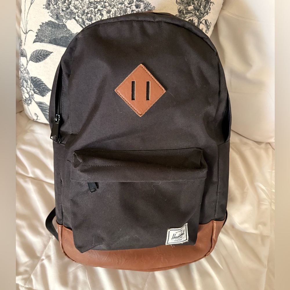 Black and Leather Herschel Backpack